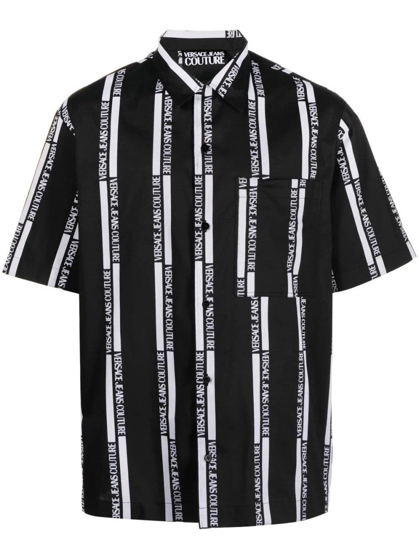 Versace Jeans Couture Vertical Stripe Graphic Short Sleeve Shirt