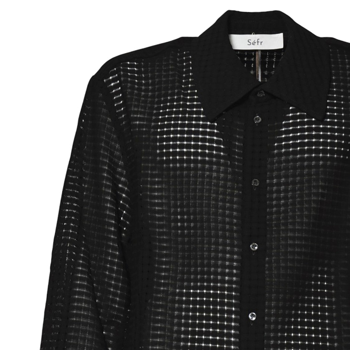 Séfr Grid-Patterned Long-Sleeve Shirt With Button-Down Front