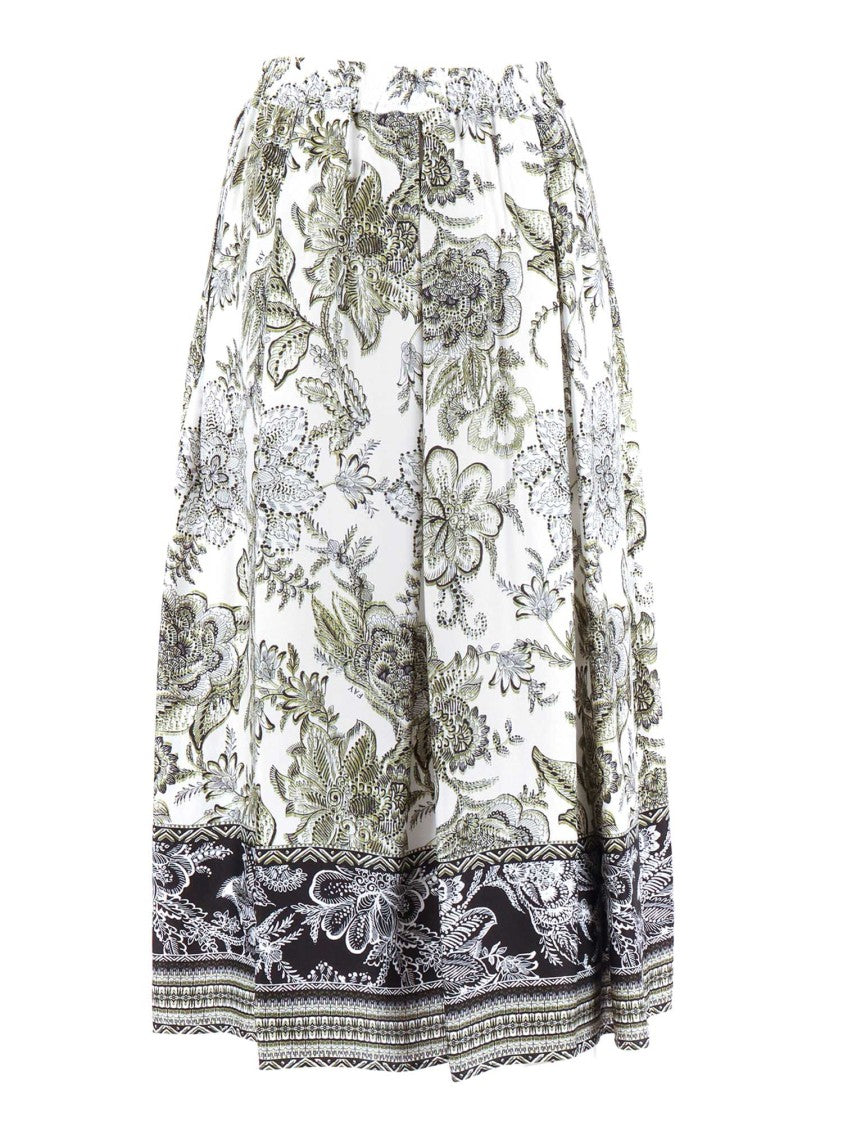 Fay Floral Print Elastic Long Skirt