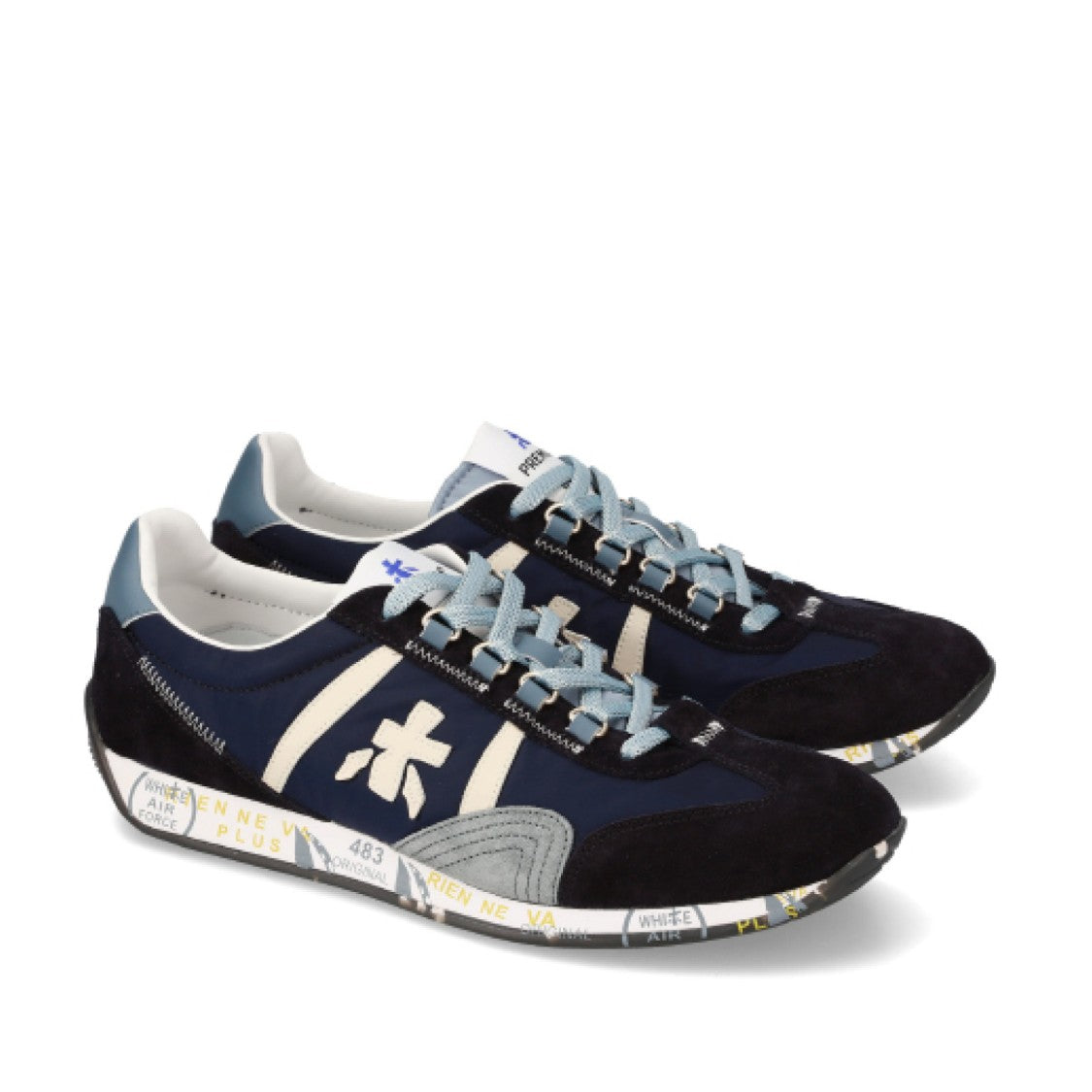Premiata Suede And Technical Fabric Blue Jackyx Sneakers