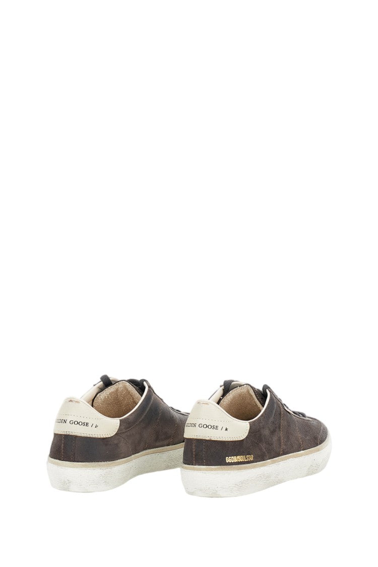 Golden Goose Brown Suede Low-Top Sneakers With Distressed Finish