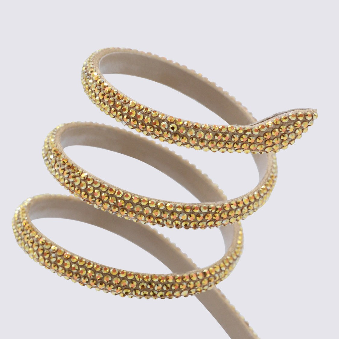 René Caovilla Black And Gold Leather Sandals