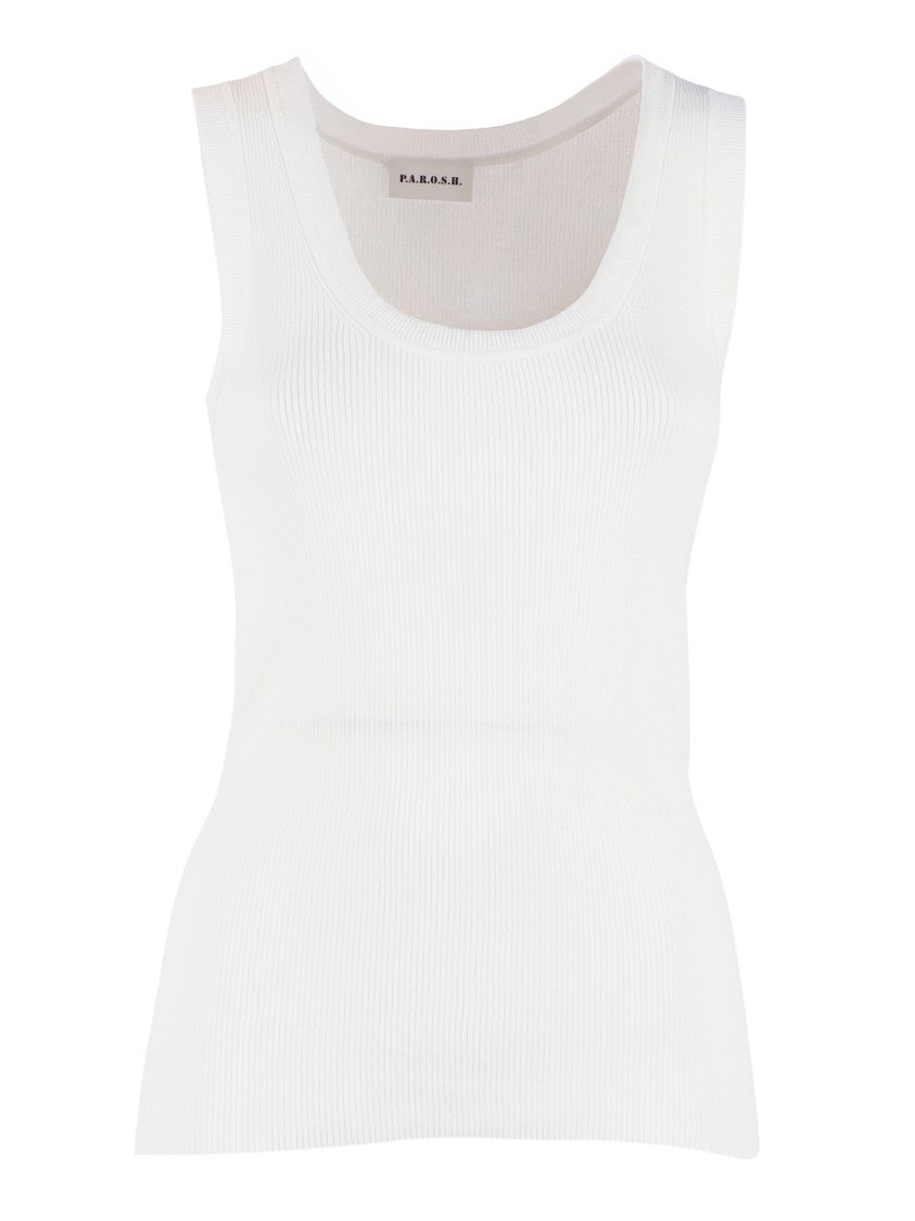 P.A.R.O.S.H. Sleeveless Ribbed Knit Tank Top
