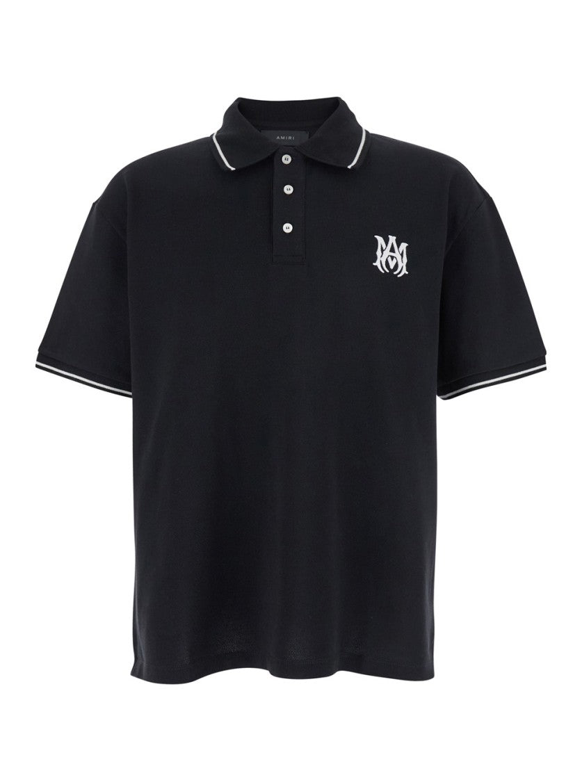 Amiri Black Polo Shirt With Classic Collar