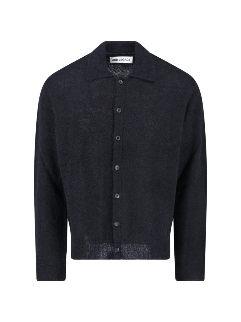 Our Legacy Relaxed Fit Black Button-Up Shirt With Textured Finish