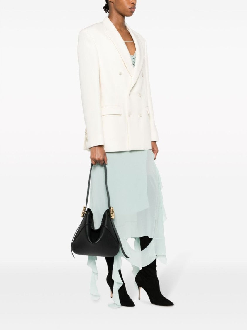 Lanvin Sculptural Black Calf Leather Shoulder Bag
