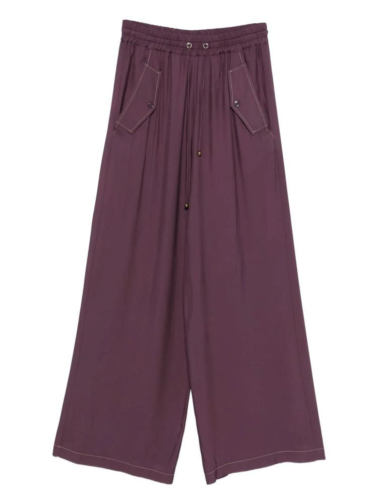 Pinko Wide-Leg Trousers With Adjustable Waistband And Flap Pockets