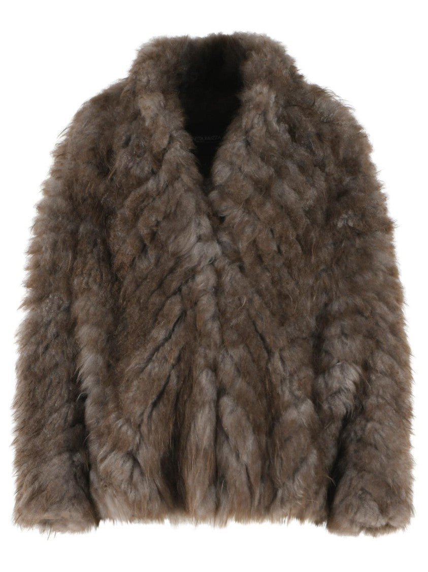 Simonetta Ravizza Falk' Mud Cashmere Goat Fur Jacket
