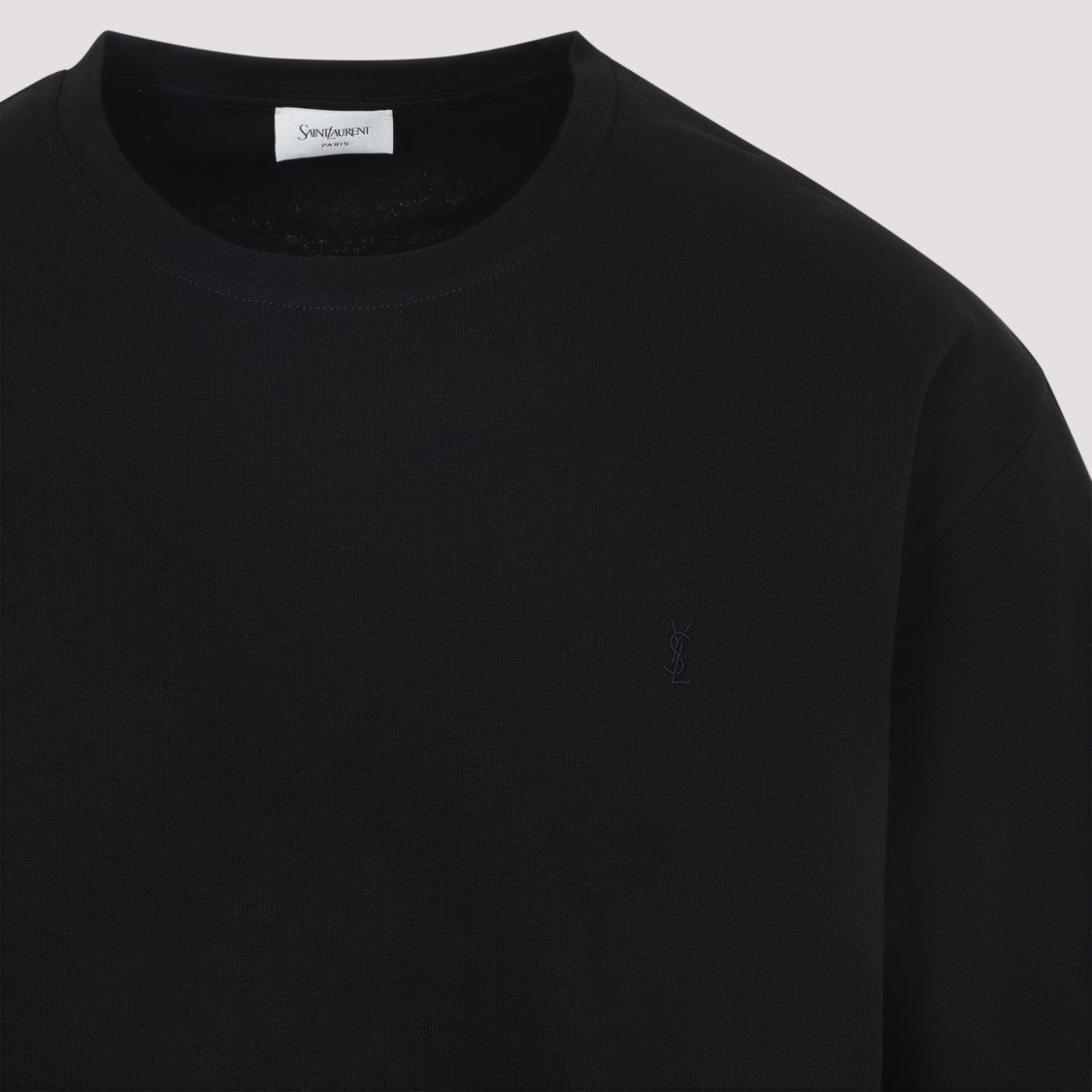 Saint Laurent Black Short-Sleeve T-Shirt With Embroidered Logo