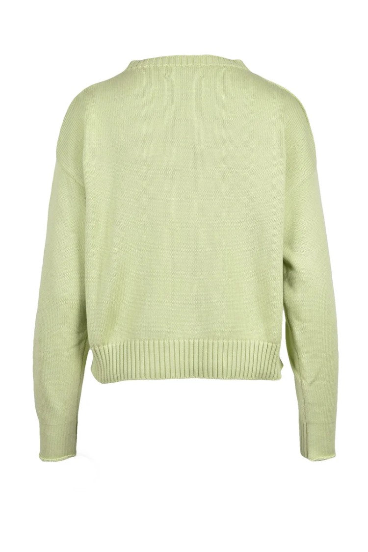 Scaglione Cotton Crew Neck Sweater - Apple Green