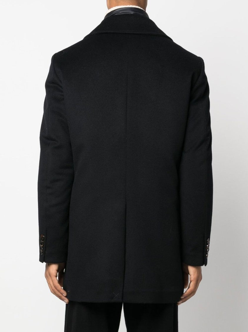 Moorer Navy Blue Wool-Cashmere Blend Coat