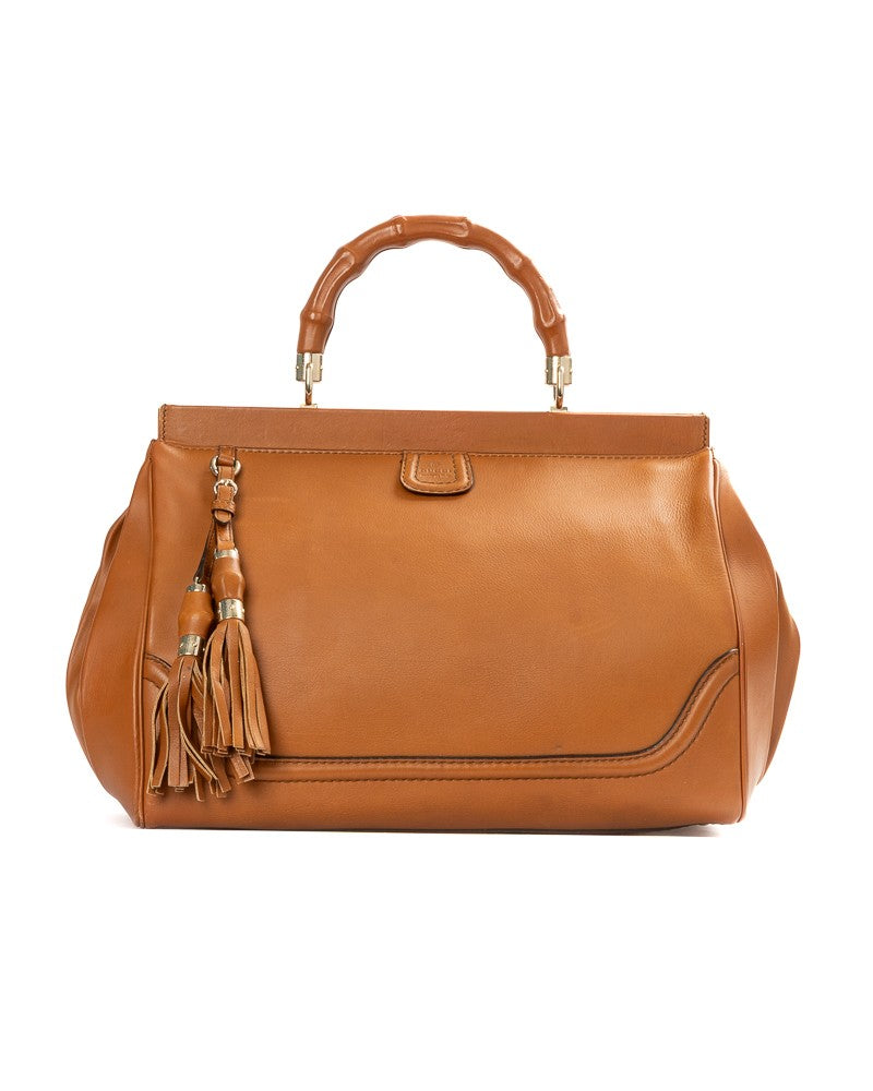 Gucci Tan Bamboo Bold Vintage Large Leather Tote Bag