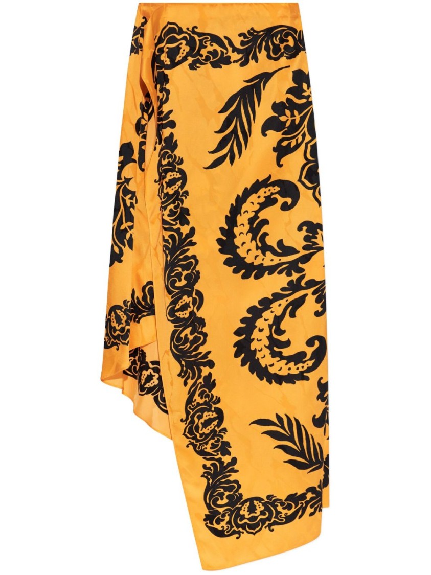 Etro Asymmetrical Longuette Skirt With Floral Print