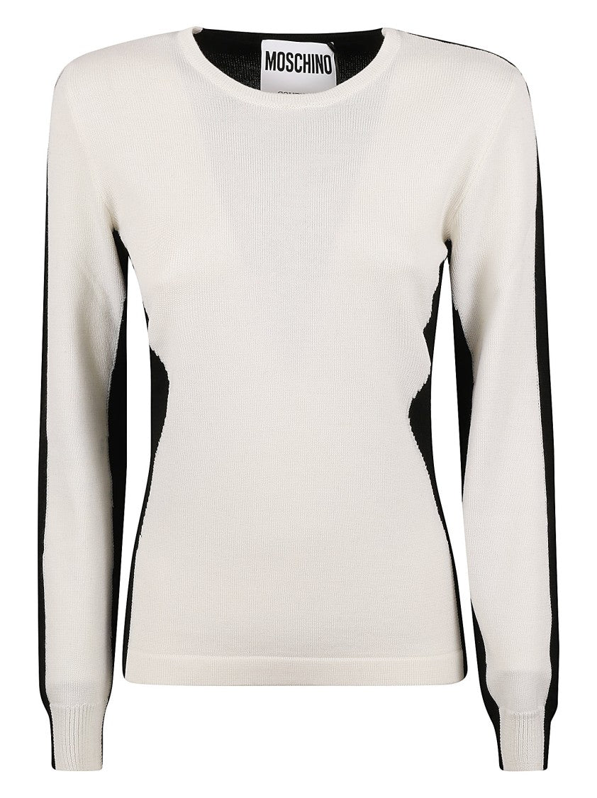 Moschino Fitted White Knit Sweater
