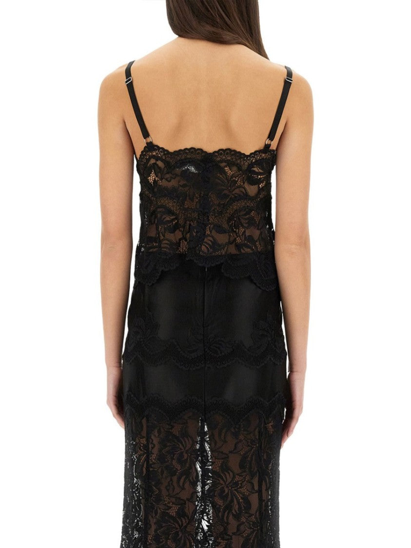 Rabanne Intricate Lace Top With Adjustable Spaghetti Straps