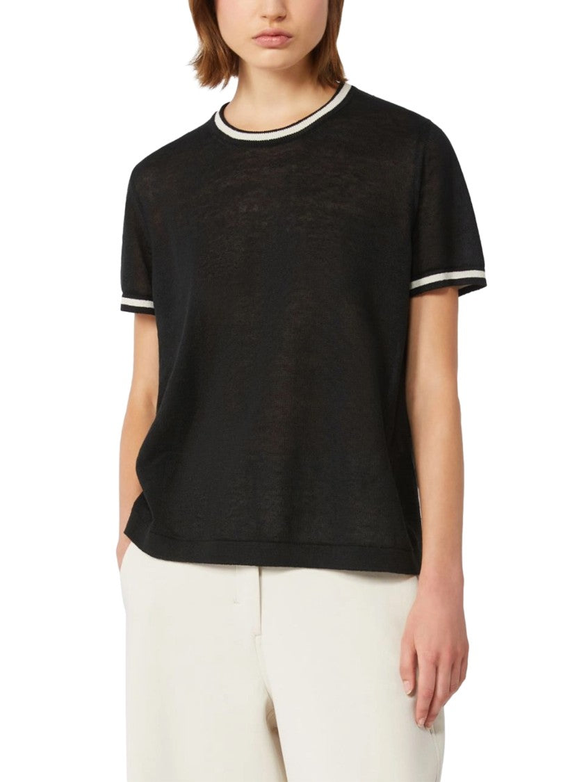 Max Mara Relaxed Linen Top With Contrasting Trim