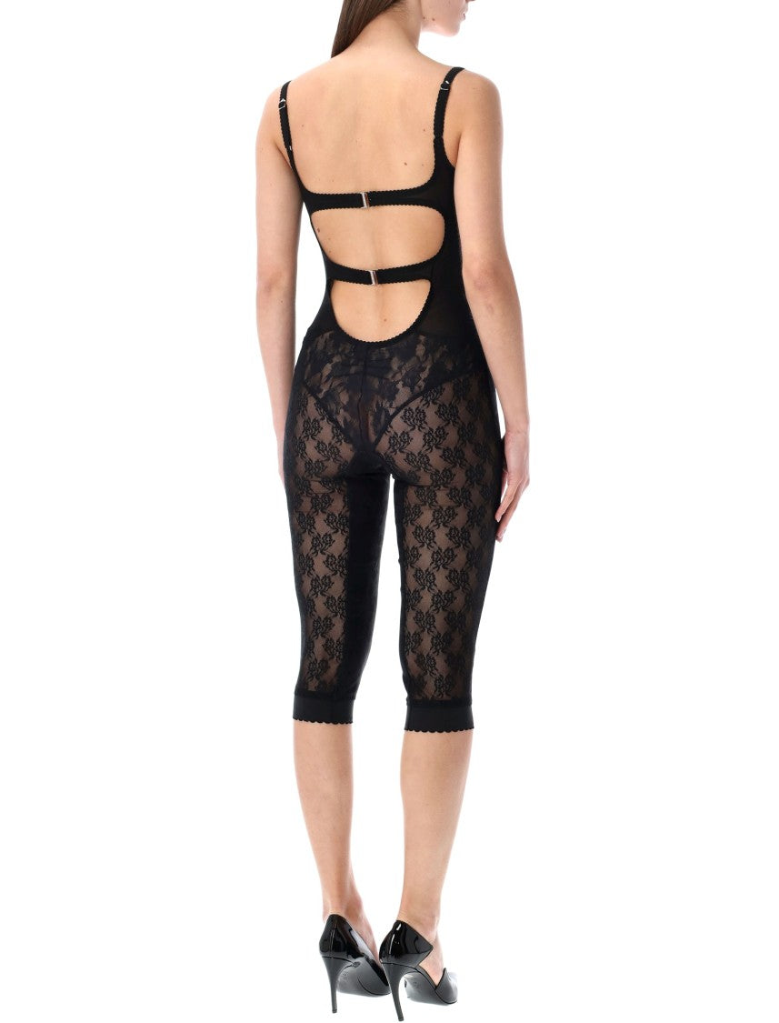 The Attico Body-Conscious Black Lace Overall