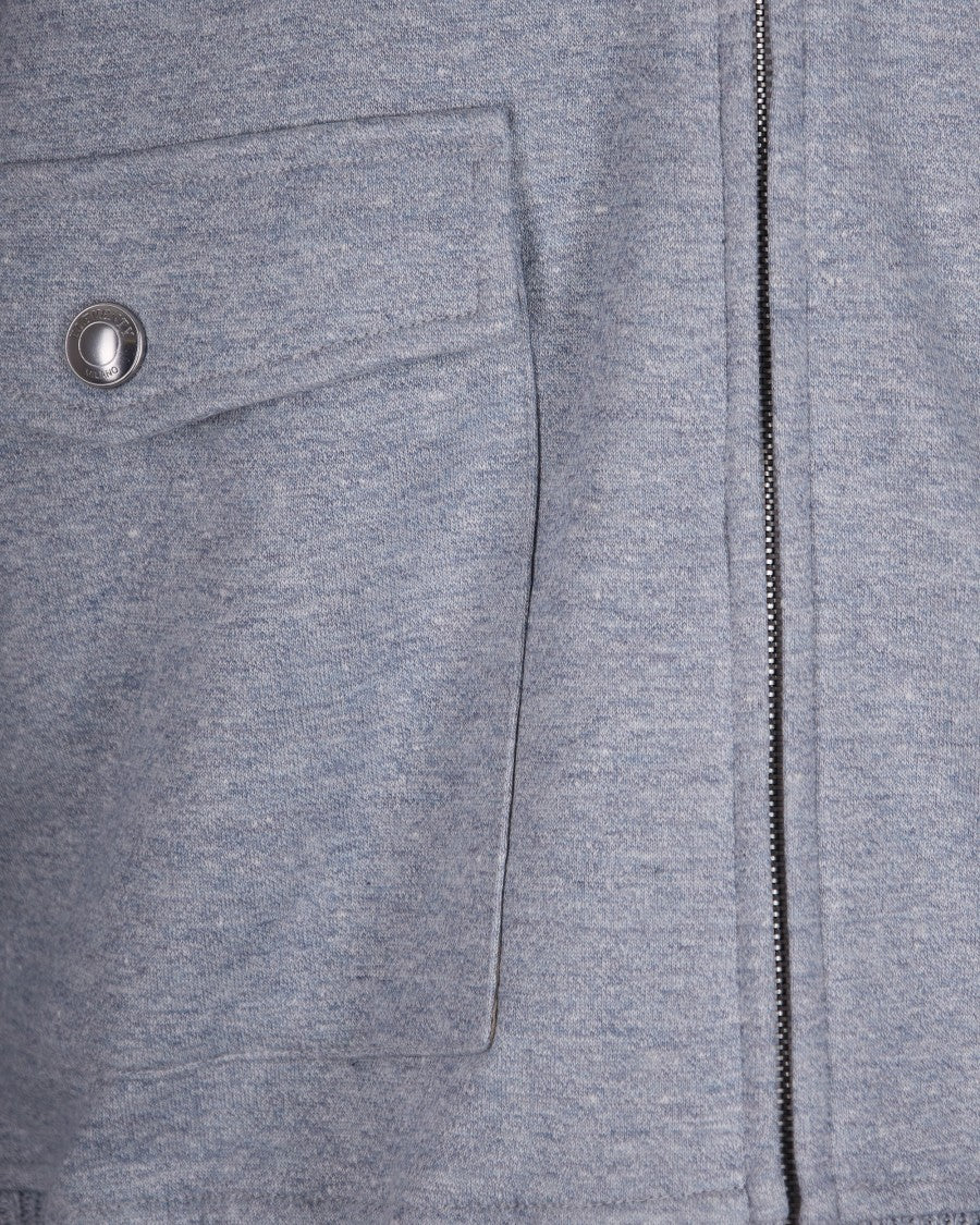 Eleventy High-Collar Casual Jacket With Textured Ribbed Sleeves