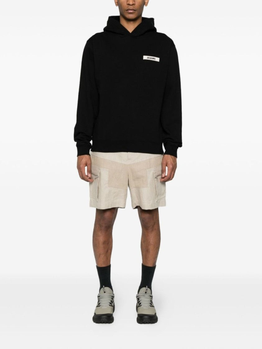 Jacquemus Black Logo Patch Hooded Knit Sweatshirt