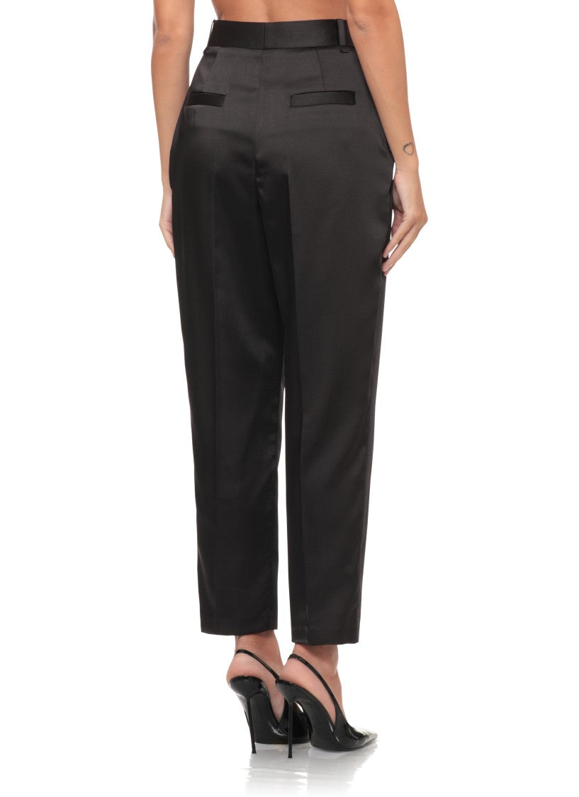 Elisabetta Franchi High-Waisted Black Silk Trousers With Tailored Silhouette