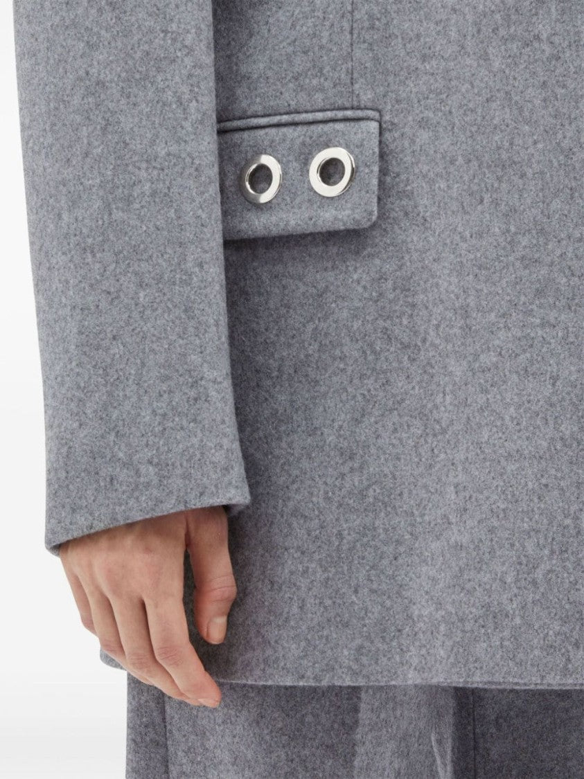 Msgm Heather Grey Eyelet-Embellished Single-Breasted Blazer