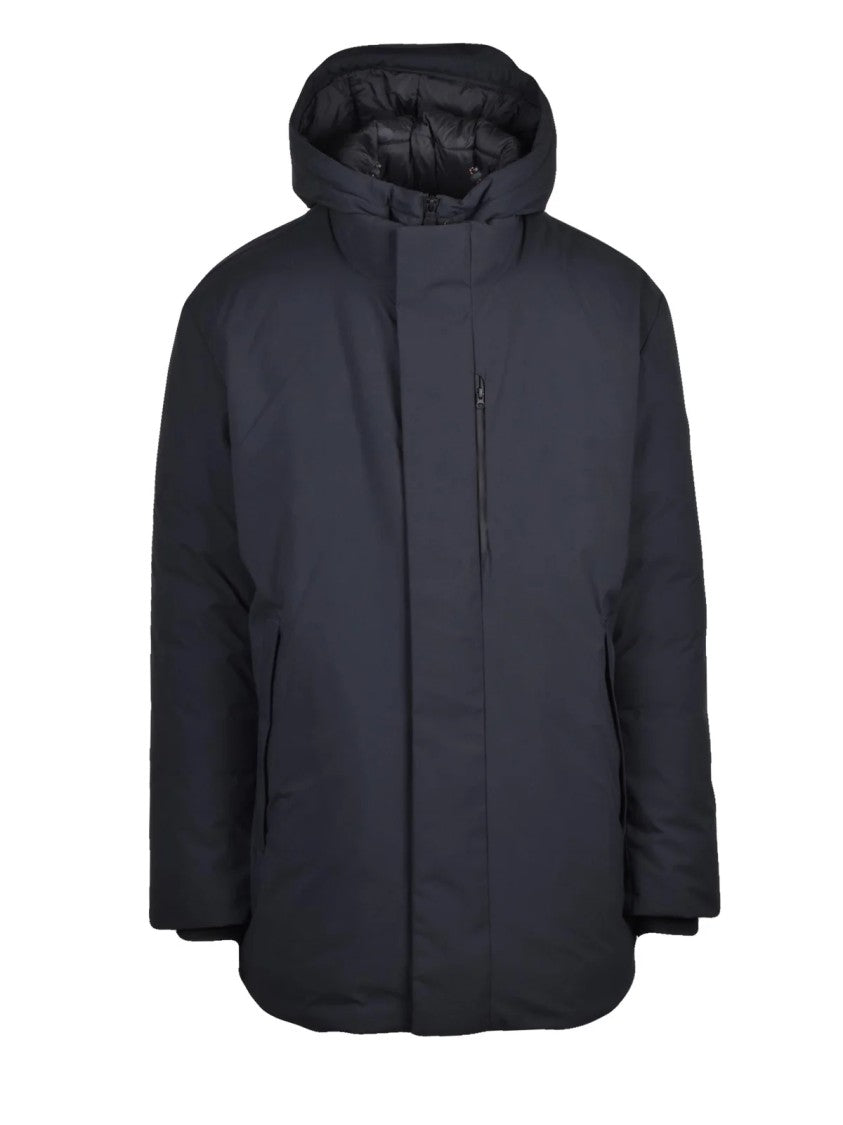 Save The Duck Padded Black Parka With Detachable Hood And Matte Finish