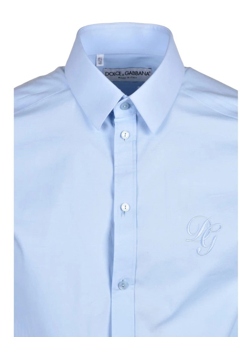 Dolce & Gabbana Light Blue Tailored Stretch Cotton Shirt