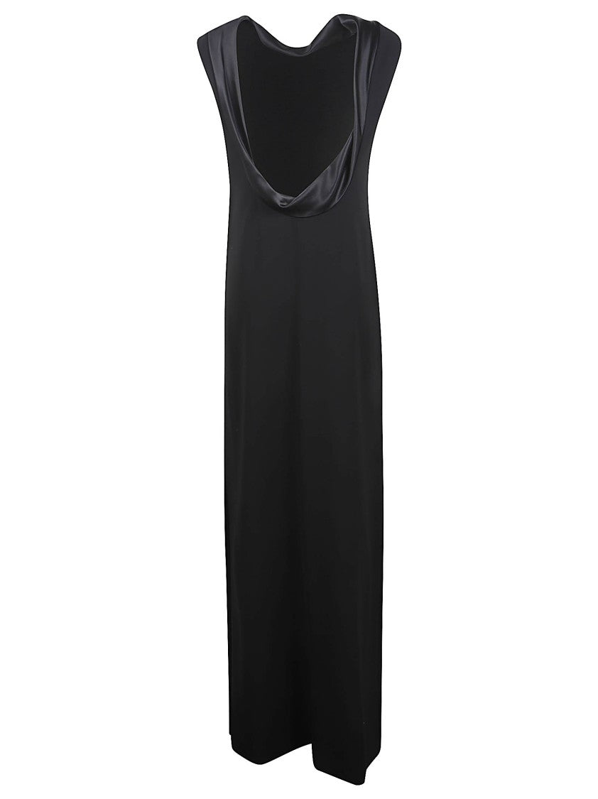 Max Mara Black Maxi Dress With Draped Neckline