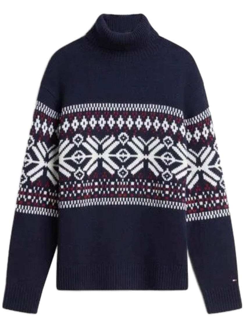 Tommy Hilfiger Fair Isle Wool Blend Roll Neck Sweater