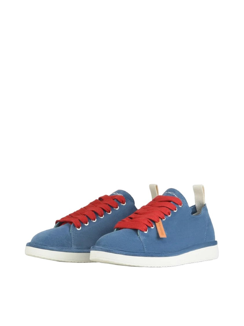 Panchic P01 Blue Suede Sneakers Red Accents