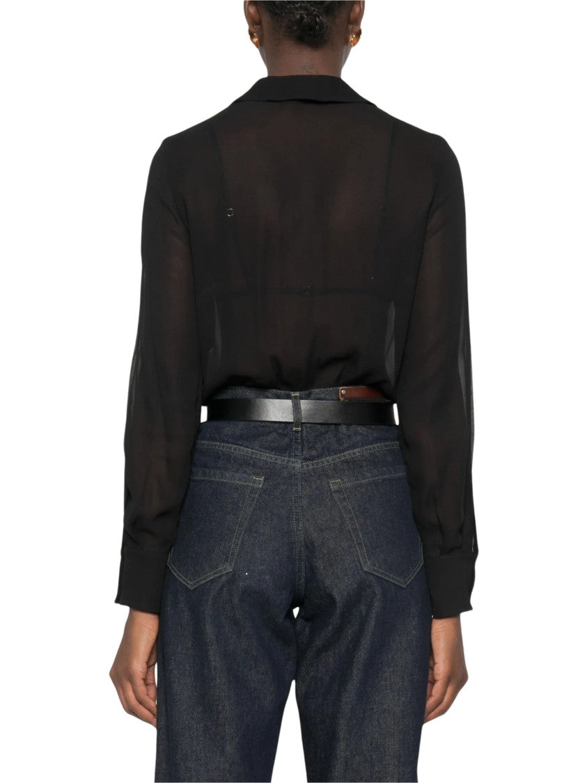 Elisabetta Franchi Camicia A Body Sheer Black Bodysuit