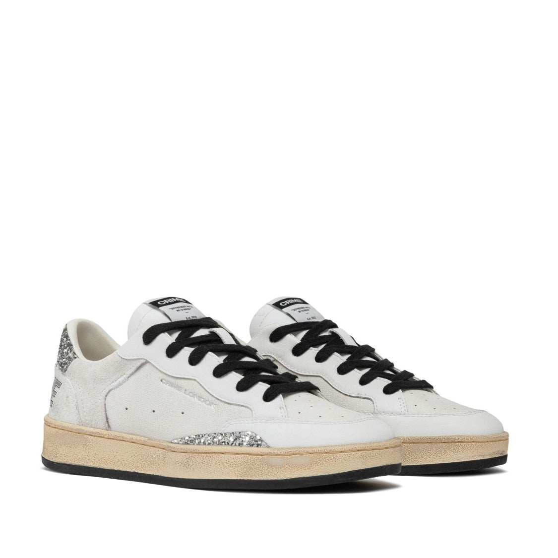 Crime London Perforated White Leather Sneakers