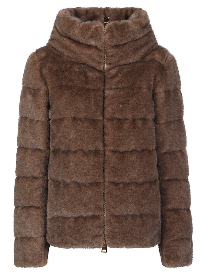 Herno Faux Fur Cape Polyester Down Jacket