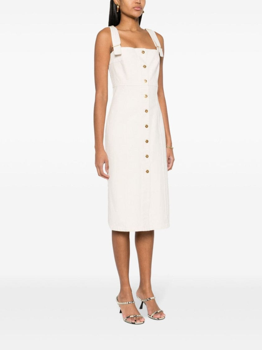 Patou Mid-Length Beige Cotton Denim Dress
