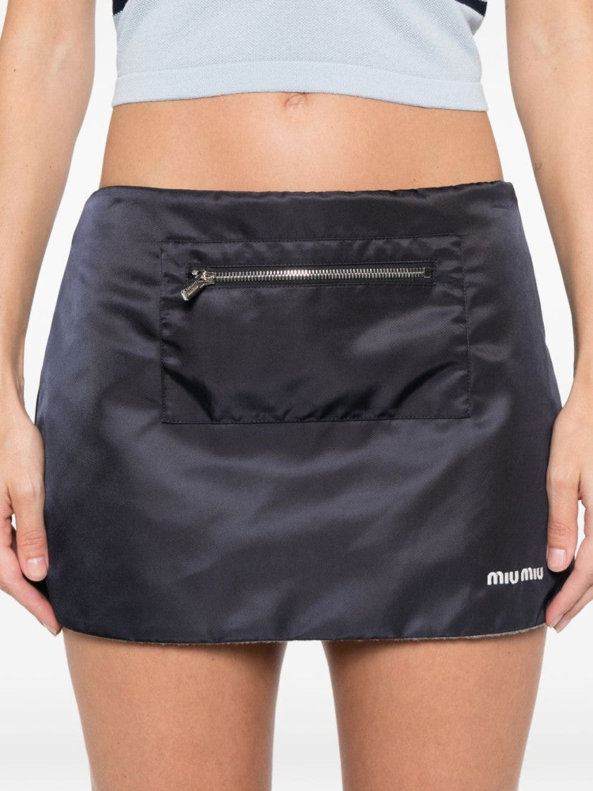 Miu Miu Black Technical Gazar Fleece Mini Skirt