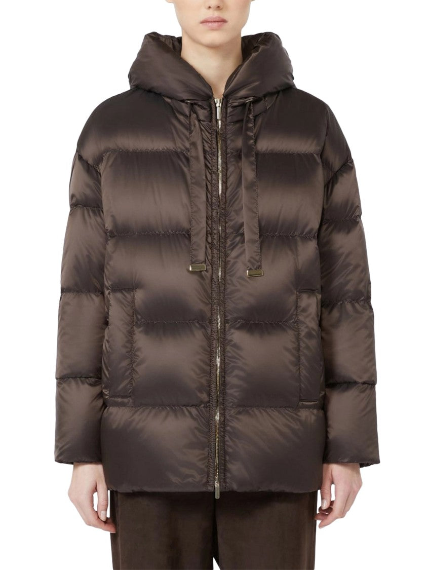 Max Mara Short Padded Coat With Glossy Finish And Snap Details