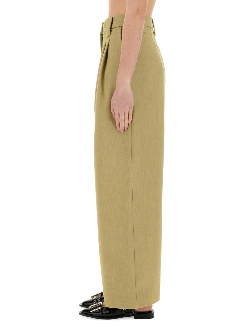 Ganni Mid-Waist Wide-Leg Suit Pants