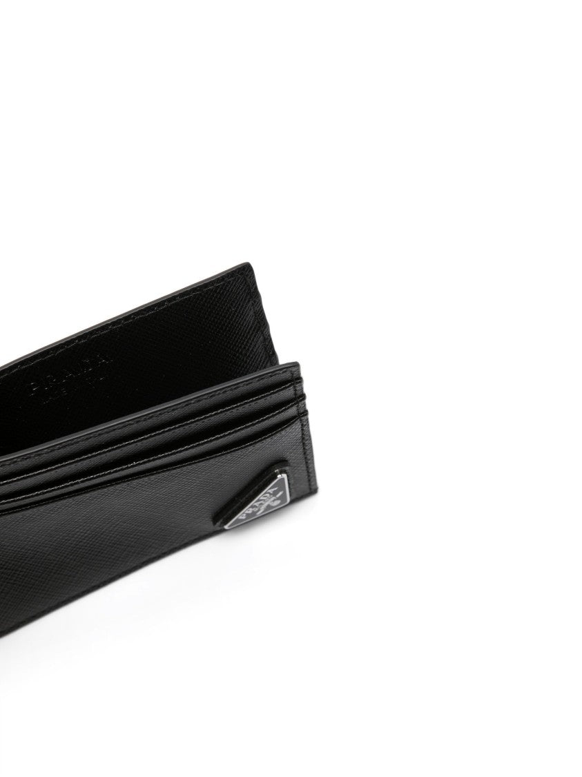 Prada Saffiano Leather Triangle Logo Card Holder