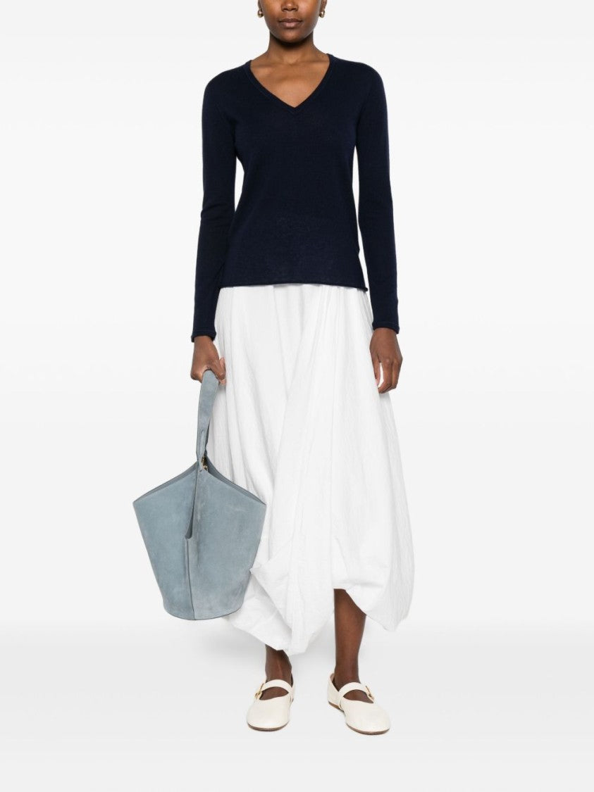 Majestic Filatures Cashmere V-Neck Sweater With Cropped Relaxed Fit