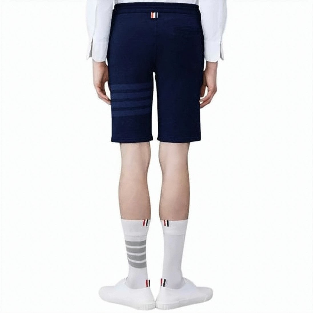 Thom Browne Minimalist Blue Cotton Training Shorts With Drawstring Waistband