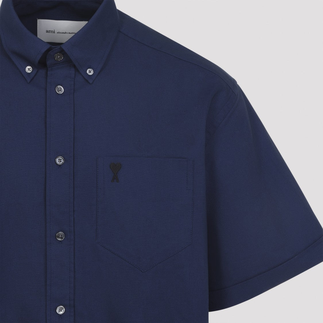 Ami Paris Relaxed Fit Blue Oxford Shirt With Button-Down Collar