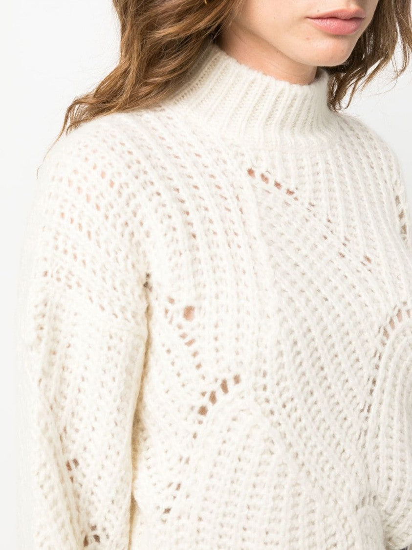 Agnona Open-Knit Sweater With Balloon Sleeves