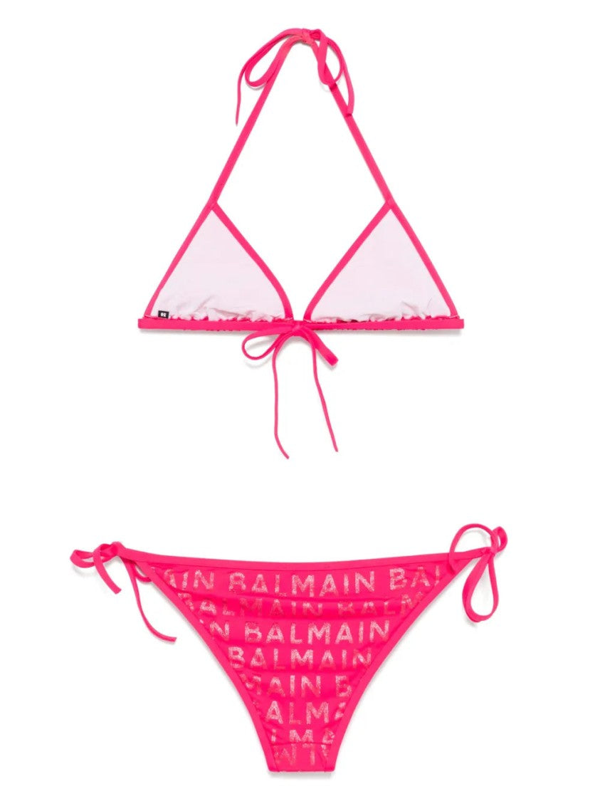 Balmain Triangle Bikini With Bold Logo