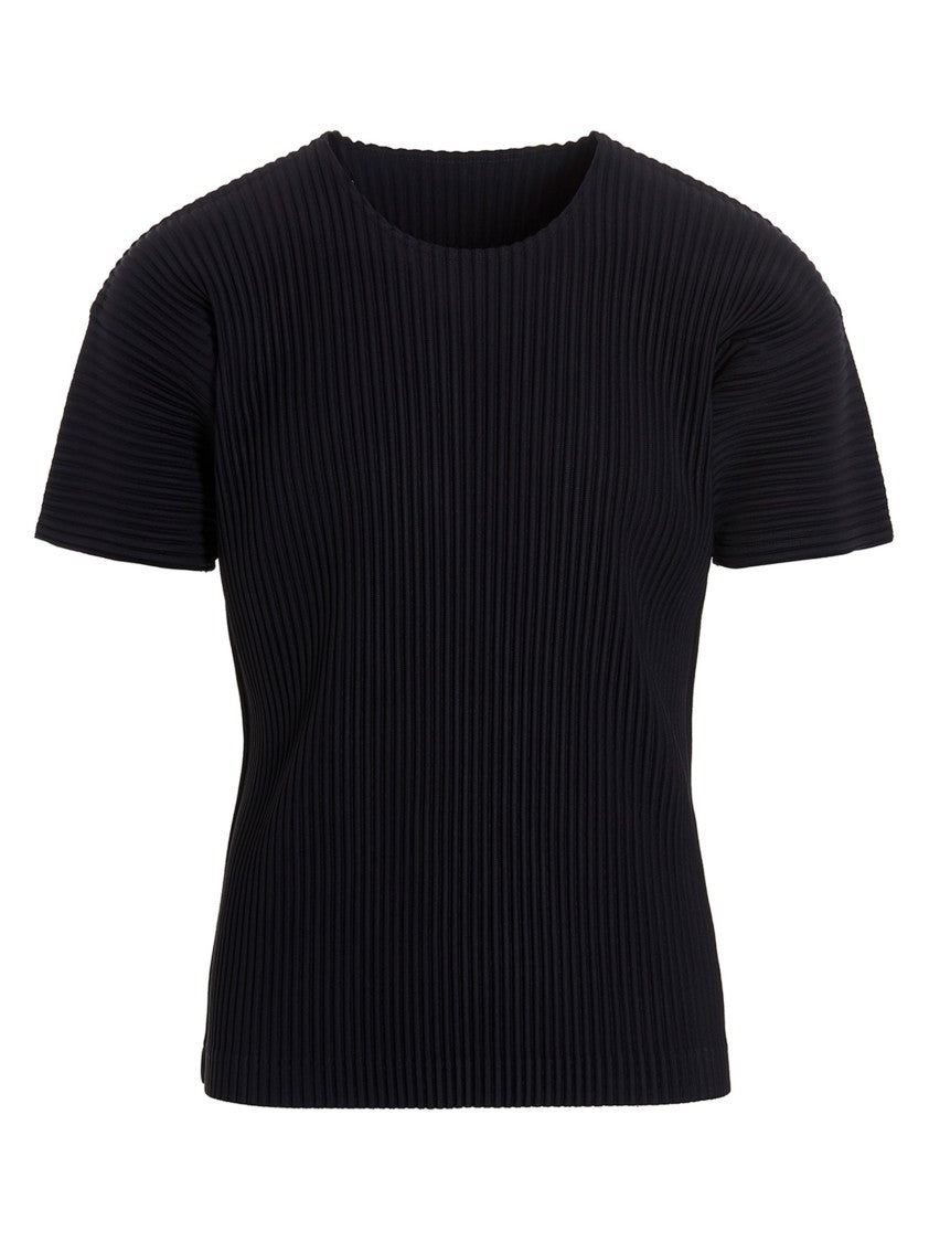 Homme Plissé Issey Miyake Textured Black Pleated T-Shirt