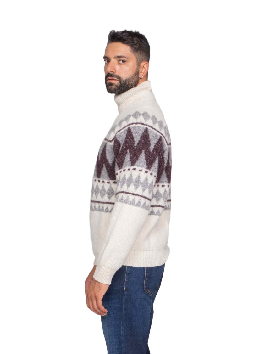 Peserico Geometric Pattern Knit Sweater With High Turtleneck