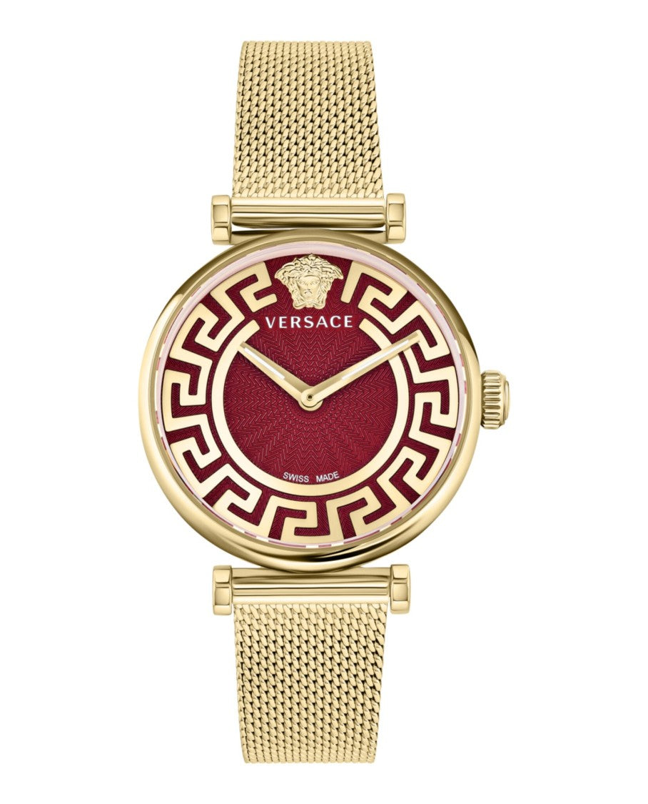 Versace Greca Bracelet Watch With Red Guilloche Dial