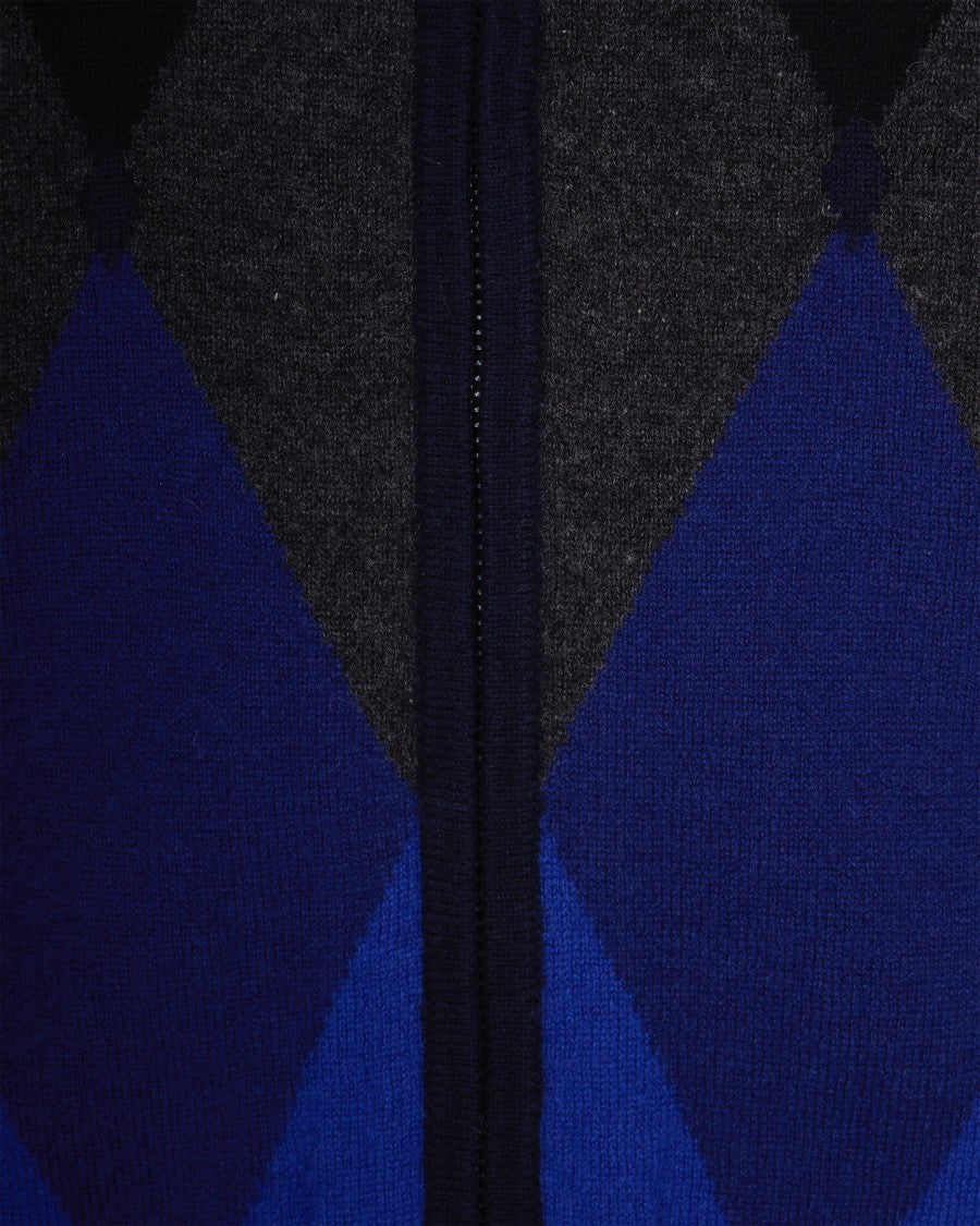 Ballantyne Blue Argyle Pattern Cardigan