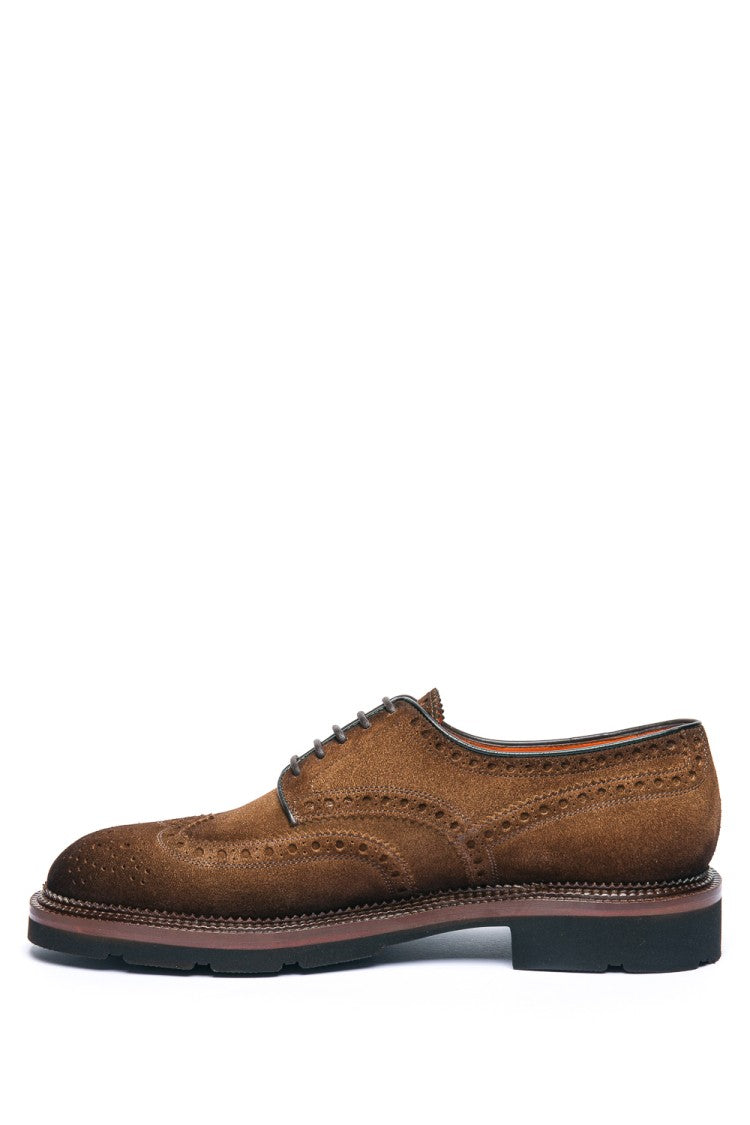 Santoni Derby Lace-Up Suede Shoes