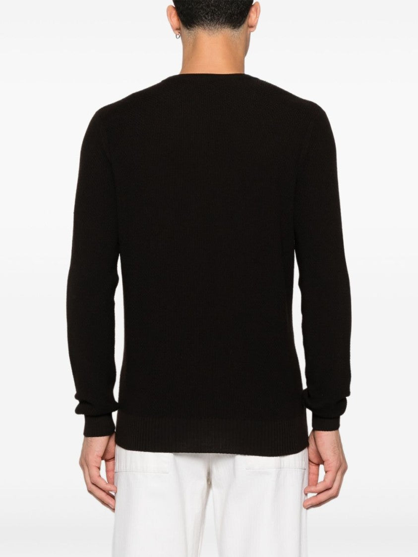 Vengera Black Crew Neck Sweater In /Virgin Wool