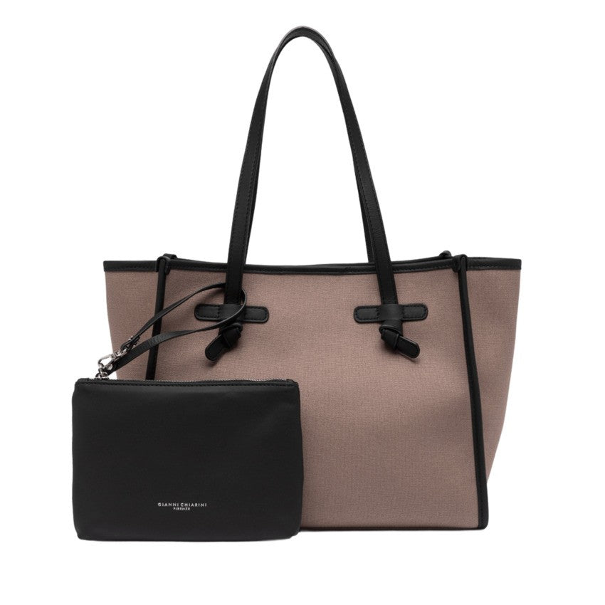Marcella Structured Canvas Tote Bag With Leather Trims